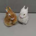 Realistic Furry Easter Bunny Decorations- Set of 2 Lifelike Easter Bunnies Decor for Home, Photography Props, Party Favors and Collectible Gifts