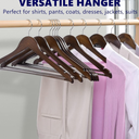 HOUSE DAY Wide Shoulder Wooden Hangers, Suit Hangers with Non Slip Pants Bar, Smooth Finish 360° Swivel Hook Solid Wood Coat Hangers for Dress, Jacket, Pants, Heavy Clothes Hangers 6 Pack (Walnut)
