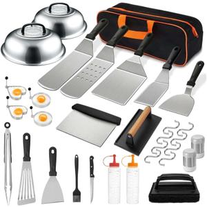 35PCS Griddle Accessories Kit, Flat Top Grill Tools Set for Blackstone & Camp Chef, Spatula Set with Scraper, Basting Cover, Egg Rings - BBQ Grill Accessories