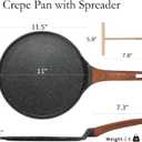ESLITE LIFE 11 Inch Crepe Pan with Spreader, Nonstick Granite Coating Dosa Pan, Roti Tawa Comal Para Tortillas Pancake Griddle Pan, Induction Compatible, PTFE & PFOA Free, Black