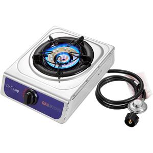 12000 BTU Single Auto Ignition Camping Garden Outdoor Camp Garden Hiking Fishing Propane Stove Cooker Griddle, Include CSA listed regulator and gas hose