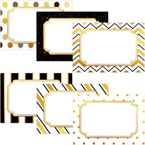 240PCS Gold Foil Name Tags Stickers - Large 3.7"x2.3" Elegant Border & Print Design, Premium Coated Paper Self-Adhesive Name Badges Labels for Office, School, Party, Wedding & Gift Labeling