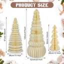 AmazingSpark 3 Pcs Large Honeycomb Christmas Tree - 4ft 3ft 2ft Paper Christmas Folding 3D Home Decoration Set with Magnetic Design for Winter Holiday Festive Party (Classic,White)