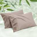 Bedsure Pillow Cases Queen, Cooling Pillow Cases, Rayon Derived from Bamboo Taupe Pillowcases Queen Size Set of 2, Silky Soft & Breathable Bedding Pillow Covers with Envelope Closure, 20x30 Inches