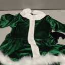 Kid Little Girls Christmas Outfit Santa Claus Velvet Lapel Long Sleeve Dress Princess Party Layered Dresses with Belt (Green, 3-4 Years)