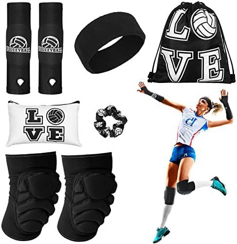 Vabean 3Pcs Volleyball Accessories,Include Sport Hair Scrunchies Sweat Band Drawstring Bag Cosmetic Bag Wrist