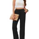 Beautiful Nomad Women's Linen Pants High Waisted Straight Pant Casual Flowy Wide Leg Drawstring Trousers with Pockets Black XXL