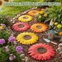 Landical 6 Pack Decorative Stepping Stones for Garden 10 Inch Cement Flower Stepping Stones Decoration for Patio Walkway Yard Outdoor(Sunflower)