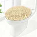 Soft Chenille Toilet Lid Cover 19.5L" x 18.5W" Machine Washable Toilet Seat Cover Adjustable Rubber Backing Fits Most Round Elongated and Oblong Lids