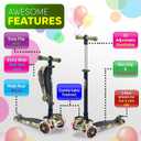 Hurtle 3-Wheeled Scooter for Kids - Wheel LED Lights, Adjustable Lean-to-Steer Handlebar, and Foldable Seat - Sit or Stand Ride with Brake for Boys and Girls Ages 1-14 Years Old