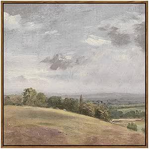 InSimSea Framed Canvas Wall Art Vintage Decor, Large Farmhouse Nature Scenery Clouds Valley Grassland Pictures Prints, Classical Retro Paintings Home Decor for Living Room Bedroom Office, 16"x24"