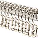 2LB Depot Double Shower Curtain Hooks Rings Polished Nickel Decor Finish Premium Rust-Resistant Stainless Steel Metal Hooks Roller Balls Glide on Shower Rods 12-Piece Set
