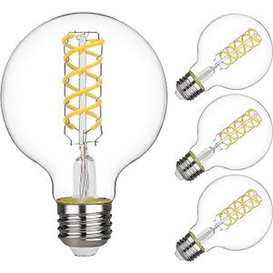 G25 Edison LED Bulbs 6W Neutral White, Dimmable Glass Vintage Lights, 4-Pack, Energy Efficient, Retro Style for Chandeliers & Decorative Lighting, LED Globe Light Bulbs, Color: 4000k Neutral White