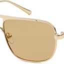 SOJOS Retro Square Aviator Polarized Sunglasses Women Men Vintage Shades Womens Mens Sun Glasses SJ1234, Matte Gold Frame/Light Brown Lens