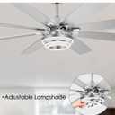 72 Inch Modern Large Ceiling Fans with Lights and Remote Reversible Quiet DC Motor 6 Speed Silver LED Chandelier Ceiling Fans for Living Room Bedroom Kitchen