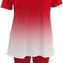YeGine Women Plus Size 2 Piece Outfits Casual Short Sleeve Tunic Tops Shorts Sets Summer Oversized Tshirts Shorts Sweatsuits (Red, 5XL)