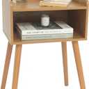 MaxSmeo Nightstand, Mid Century Modern Side Table Bedroom with Storage, Small End Bedside Table with Solid Wood Legs for Living Room, Office Small Spaces (Brown)