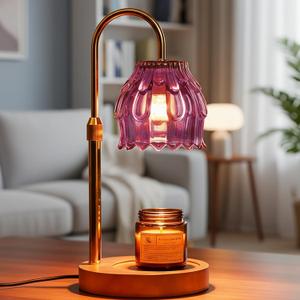 Candle Warmer Lamp with Timer and Dimmer Wax Warmer Lamp for Jar Candle with 2 Bulbs Birthday Christmas Housewarming Gifts for Women Mom (Purple)