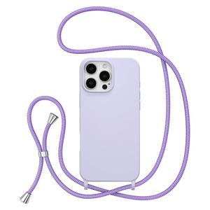 ZTOFERA for iPhone 16 Pro Max Case with Strap,Crossbody Phone Case with Adjustable Neck Shoulder Lanyard,Soft Silicone Shockproof Protective Phone Cover for iPhone 16 Pro Max 6.9 inch-Purple
