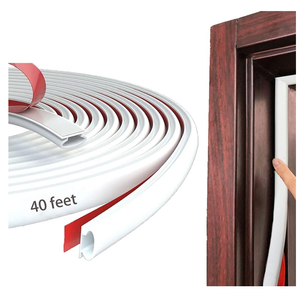 White Rubber Weather Stripping Door Seal Strip, D Shape Door Weather Seal Strip, SelfAdhesive Soundproofing Frame Insulation Tape for Doors Frame/Window Seal,Blocks Cold Drafts Noise
