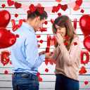 Red Will You Be My Girlfriend Balloons, Confession Balloons Decor 18" Letter Balloons 1000pcs Red Artificial Rose Petals 20Pcs Heart Balloons 33ft Red Ribbon Heart Pull Flag for Valentines Day