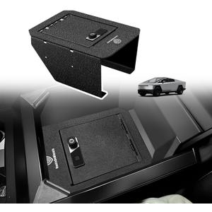 VaultsOnWheels for 2025 2024 Tesla Cybertruck Center Console Safe Gun Safe Vault Hidden Console Storage LockBox Anti-Theft Pry-Proof High Security Biometric Fingerprint Lock