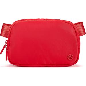 Pander Two Way Zipper Fanny Pack Nylon Everywhere Belt Bag for Women, Water Repellent Waist Packs, Crossbody Bags with Adjustable Strap (Red).