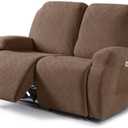 VANSOFY Recliner Cover, 2-Pieces Stretch Reclining Couch Cover with Pockets Loveseat Sofa Slipcovers Soft Washable Furniture Protector for Dogs Cats(Light Coffee)