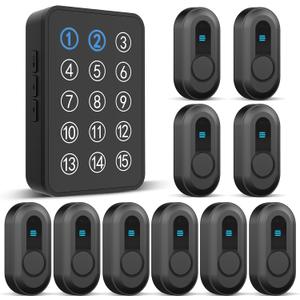 Wireless Emergency Call Button System - 500 Ft Range Caregiver Pager with LED Display, 10 Waterproof Alert Buttons & 1 Receiver for Elderly, Patients, Disabled at Home, Hospital, Clinic