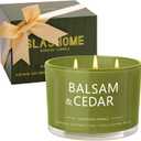 Balsam Cedar Candle, Large 3 Wick 12oz Soy Scented Candle, Luxury Christmas Birthday & Holiday Gift for Women & Men, Long Lasting 60+ Hour Clean Non-Toxic Burn, Elegant Winter Home Decor