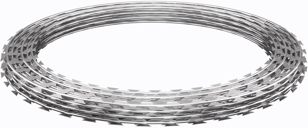33ft Razor Wire, Silver Razor Fencing, Galvanized Concertina Wire with Pliers Gloves Warning Sign for Garden Farm Factory Security (18" dia. 33ft)