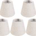 GO&SO Natural Linen Mini Lamp Shades for Chandelier,Clip on Lamp Shade Set of 5 Beige Lamp Shade 4x6x5 IN,Small Lamps Shades Modern Barrel Lamp Shades for Small Table Lamps, Desk Lamps, Pendant Lights
