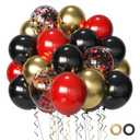 Red Black and Gold Party Balloons, Black Red Gold Latex Balloons 50 Pcs 12 inch Red Black Gold Balloons For Birthday Graduation Hollywood Casino Wedding Party Decoration