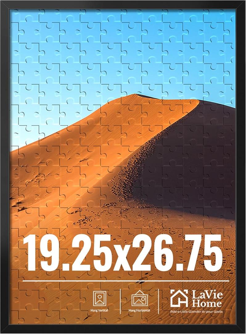 LaVie Home 19.25x26.75 Picture Frame for Wall Display, 19.25x26.75 Black Puzzles Frame with HD Plexiglas, 19.25 x 26.75 Frame 1 Pack, Display for Vertical or Horizontal, Classic Collection