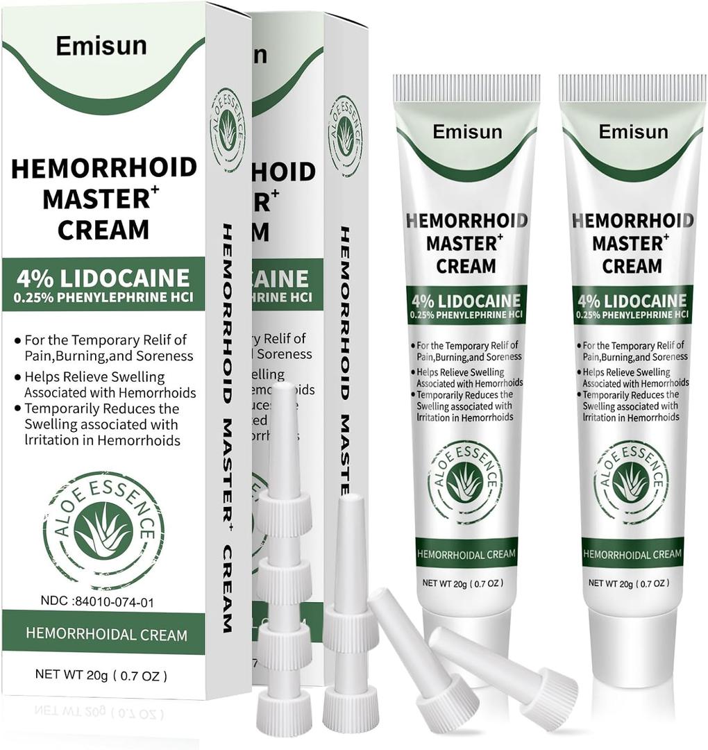 Hemorrhoid & Fissure Ointment, Hemorrhoid Treatment and Hemorrhoid Cream with Lidocaine 4% and Phenylephrine HCI for Fast Relief of Pain, Swelling, Itching, Burning, Hemorrhoidal treatment, 2 Pack-IO