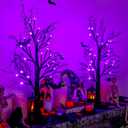 Halloween Decorations Indoor 2 Pack 24 Inch Halloween Black Tree with 24 Purple Lights, Timer/USB/Battery Operated Tabletop Lighted Halloween Spooky Tree for Halloween Table Decor Home Indoor Party