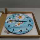 Daisy Flowers Wall Clock Vintage Wooden Wall Clock Silent Non-Ticking Battery Operated Arabic Numerals Wall Clocks Decorative for Kitchen, Office, Classroom 10 Inch
