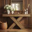 LITTLE TREE Entryway Table, 55" Narrow Console Table, Industrial Entryway Table with X-Shaped Legs, Narrow Sofa Hallway Foyer Table for Living Room, Entryway, Foyer, Rustic Brown