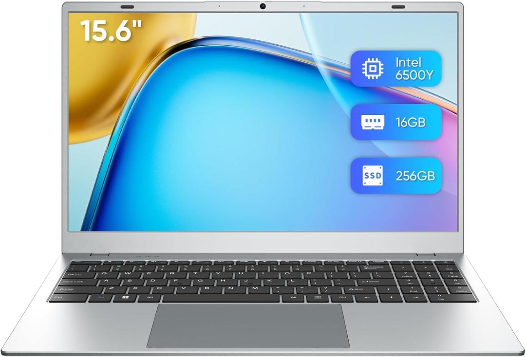 Laptop Computer, 16GB RAM Laptop 256GB SSD, 6500Y Processor, 15.6 Inch 1080P IPS Display Laptop for School, Business, Support WiFi 5, BT 5.2