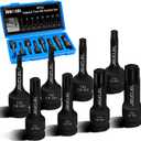 8PCS Torx Star 6 Point Impact Bit Socket Set, T30 T40 T45 T50 T55 T60 T70 T80 1/2-Inch Impact Drive Allen Socket Kit, Cr-Mo Steel Socket Remover Hand Repair Tool
