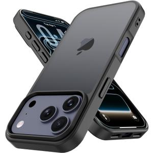 4 x PinLiSheng Matte Case for iPhone 17 Pro Max Case,Shockproof Protective Hard Back Slim Phone Case,Frosted Translucent Back Phone Cover, Anti-Fingerprint - Black