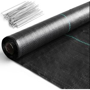 MAXPACE 16 inches x 52.5 Feet Weed Barrier Landscape Fabric Heavy Duty Weed Blocker Gardening Ground Cover Mat Weed Control Garden Woven Geotextile Cloth 3.2oz Landscaping Fabric with 20 U-Shaped Pegs