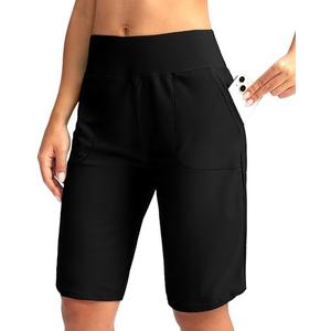 Viodia Women's 9" Long Swim Board Shorts with Pockets High Waisted Beach Swimsuits Knee Length Short for Women with Liner M