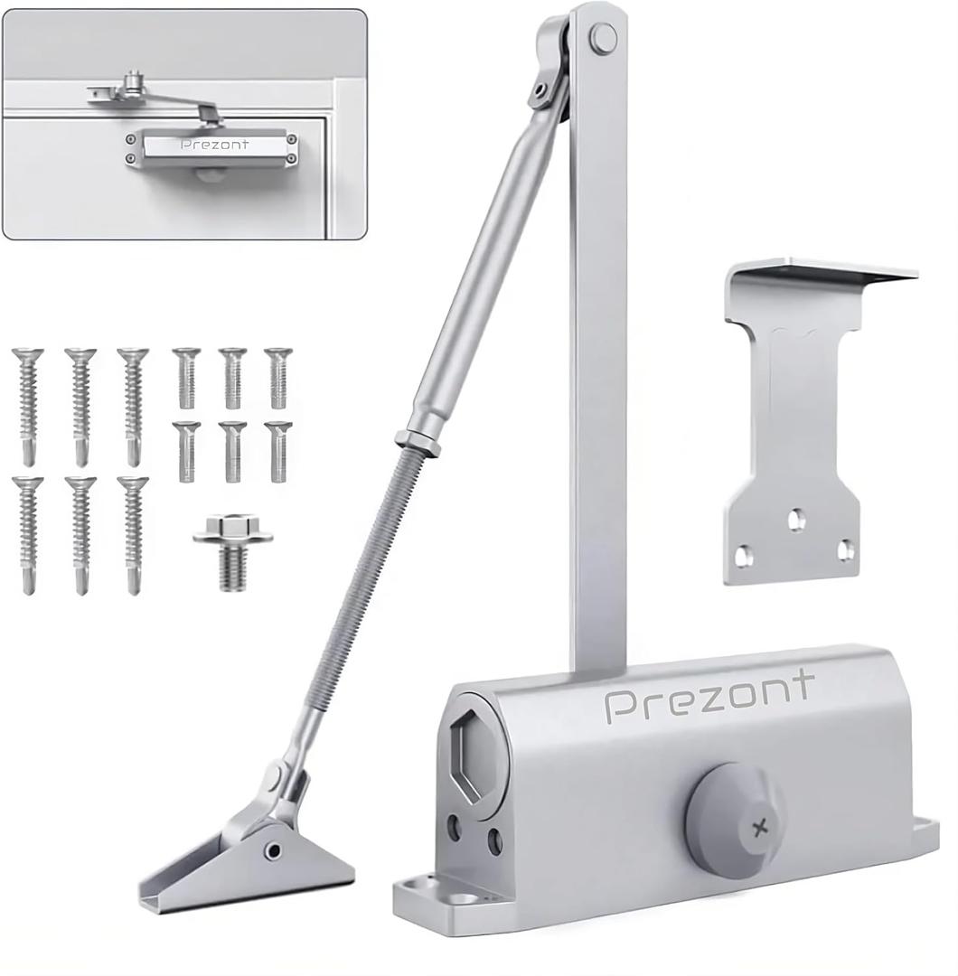 Hydraulic Automatic Door Closer Heavy Duty Adjustable Closer (Up to 150 lbs) for Home & Commercial Use Aluminum Alloy Auto Shut System for Interior & Exterior Doors