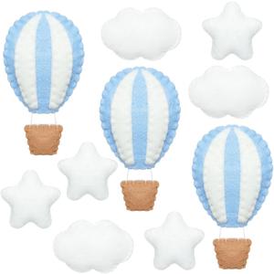 Poen 10 Pcs Star Hot Air Balloon and Cloud Nursery Decor Western Wall Decor for Bedroom Mini Felt Clouds Stars Hot Air Balloon Nursery Felt Wall for Kids Baby Bedroom(Blue)