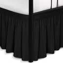 Biscaynebay Wrap Around Bed Skirts with Split Corners for Twin/Twin XL Beds 15" Drop, Black Adjustable Elastic Dust Ruffles Easy Fit Wrinkle Resistant Silky Luxurious Fabric Machine Washable