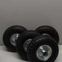 4 Pcs 10-Inch Solid Rubber Tyre Wheels for Garden Utility Wagon Cart Trolley Tires Snowblower Lawn Mower Wheelbarrow Generator Hand Cart 5/8-inch Bearings Black