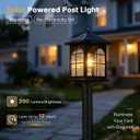 Solar Post Light Outdoor, Dusk to Dawn Outdoor Post Lamp, 3-in-1 Mounting (Pier/Pole/Hanging), Wireless Black Waterproof Fence Pole Light with Seeded Glass for Garden Yard Patio Entryway
