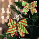 12 Pcs Red Green Christmas Bows,6 Inch Large Wreaths Bows for Tree Gift Wrapping Garland,Christmas Decoration Holiday Party Crafts Xmas Tree Ribbon Ornaments (Pattern)