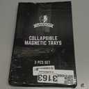 Collapsible Magnetic Parts Tray Set - 3 Different Size Tool Trays for Screw, Bolts, Nuts, Washers, Pins and Other Small Metal Parts, Mechanic Tool Gifts for Men - Black